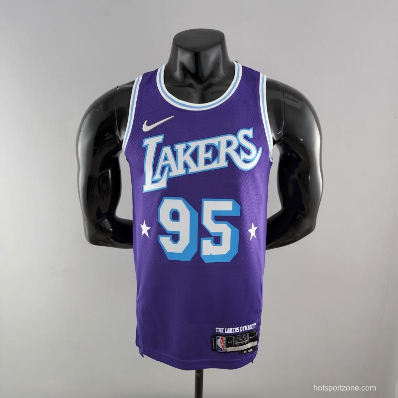 2022 75th Anniversary TOSCANO #95 Los Angeles Lakers City Edition Purple NBA Jersey