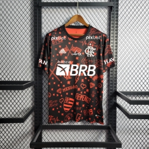 22/23 Flamengo Red Black Pre-Match Shirt With All Sponsors