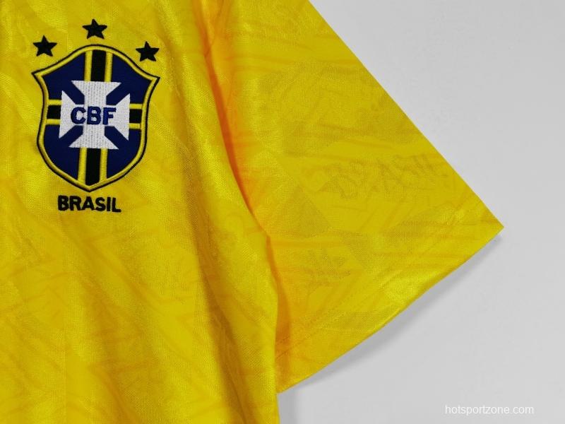Retro 1991/93 Brazil Home Soccer Jersey