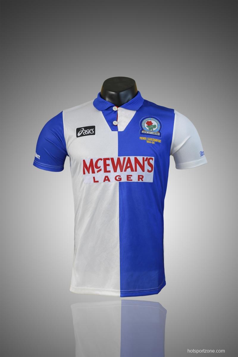 Retro 94/96 Blackburn Rovers Home Soccer Jersey