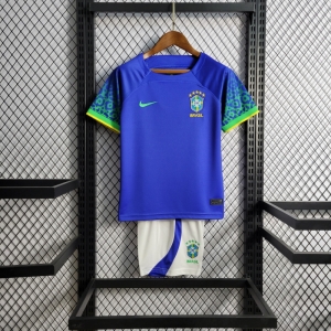 2022 Brazil Away Kids Size 16-28 Soccer Jersey