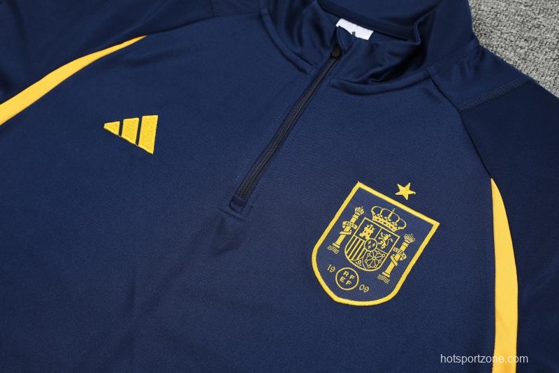 2022 Spain Navy Half Zipper Tracksuit