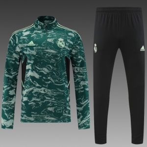 22/23 Real Madrid Green Camouflage Half Zipper Tracksuit