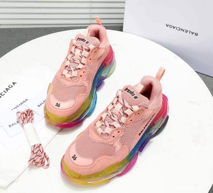 Men/Women Balenciaga Triple S MutiColor Clear Sole Pink Sneaker Item 6380400