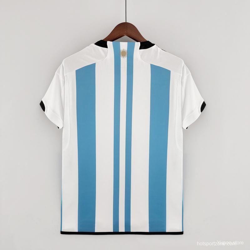 2 Stars Argentina Home Final Match Jersey With Full Patch