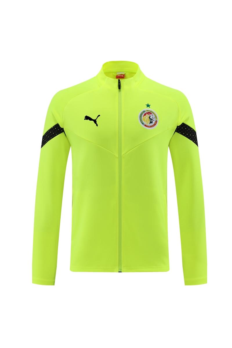 2022 Senegal Fluorescent Yellow Full Zipper Tracksuit