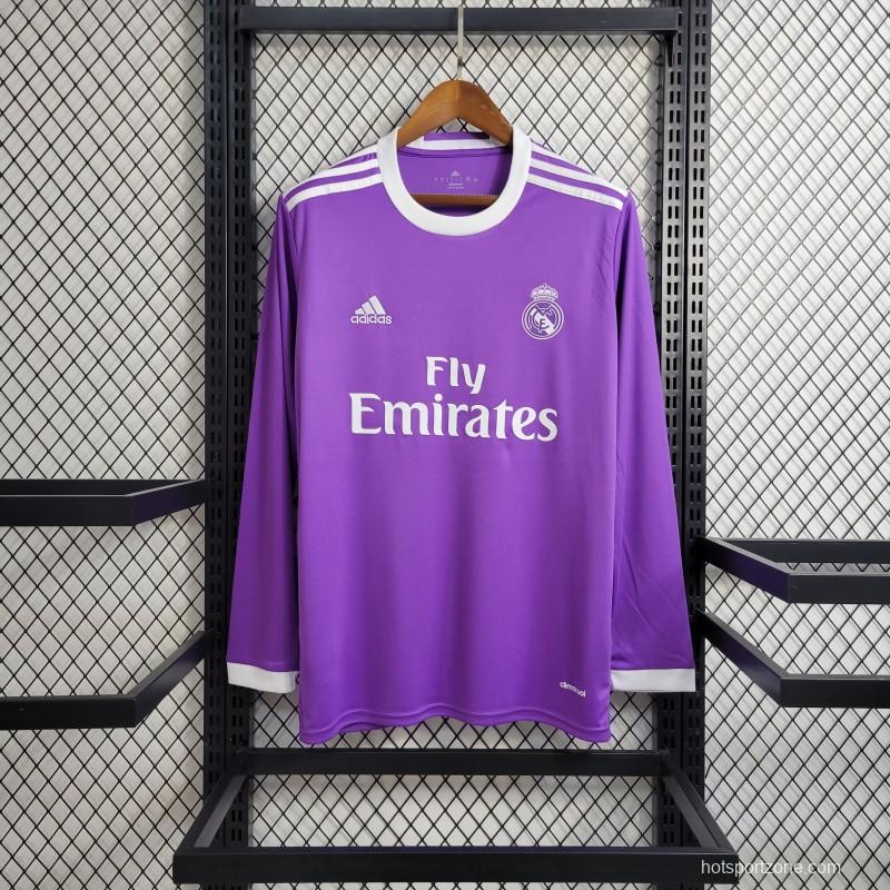 Retro Long Sleeve Real Madrid 17/18 Away Purple Jersey