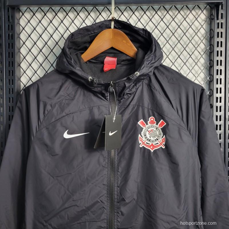 22-23 Corinthians Black Windbreaker With Red Badge