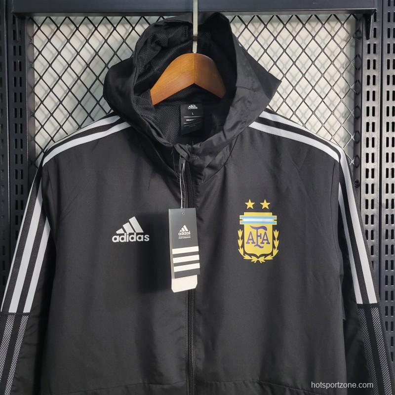 2022 3 Stars Argentina Black Windbreaker Black