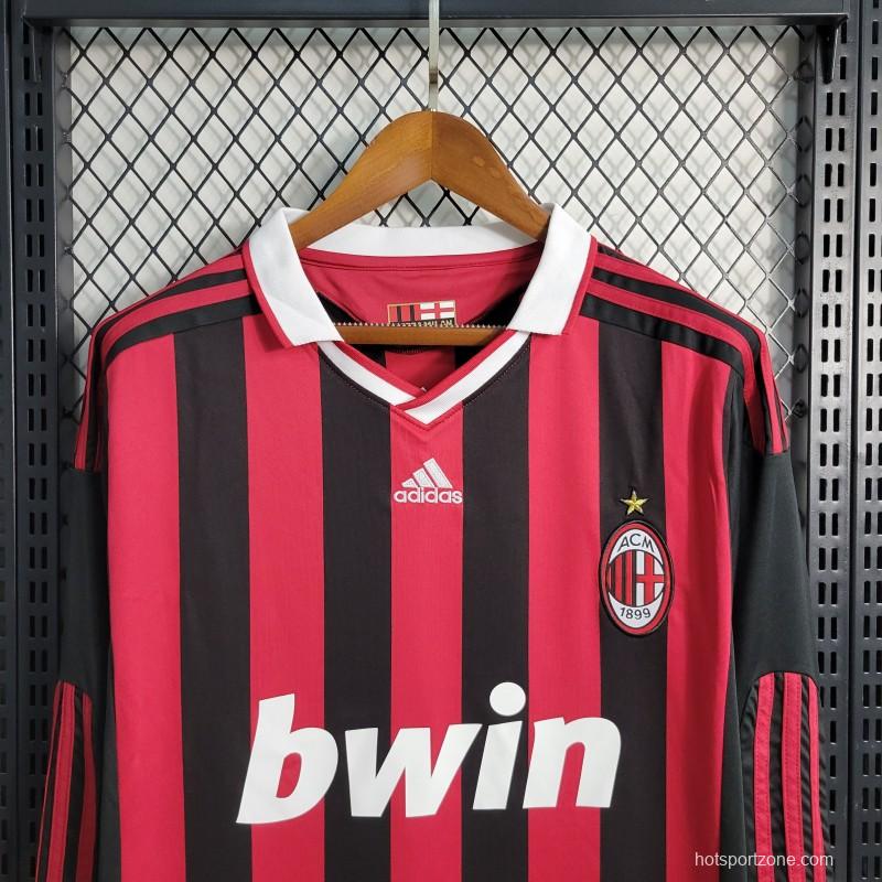 Retro Long Sleeve 2009-10 AC Milan Home Jersey