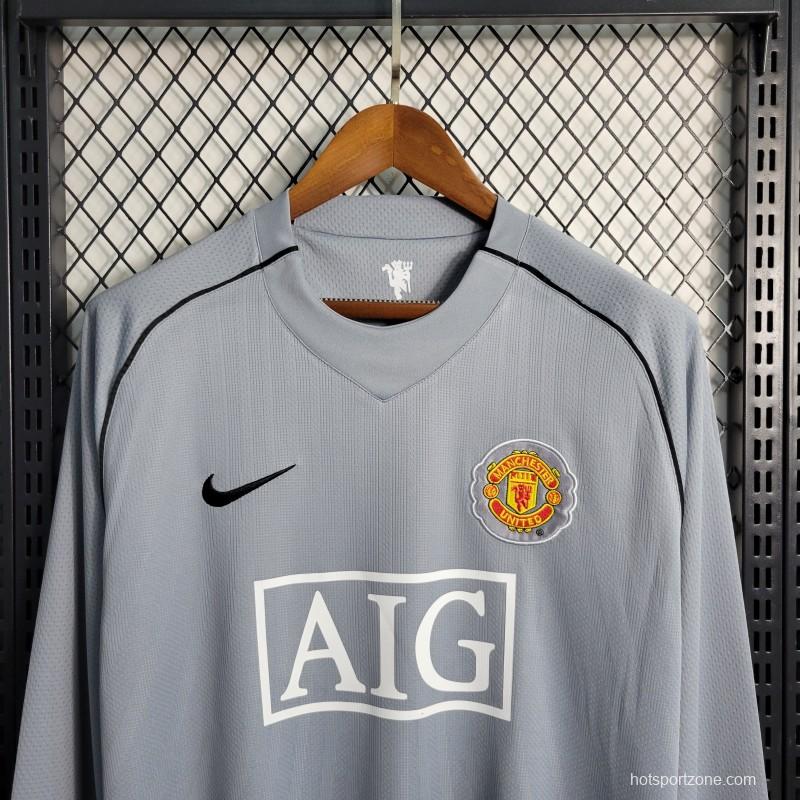 Retro 07-08 Manchester United Gray Goalkeeper Jersey