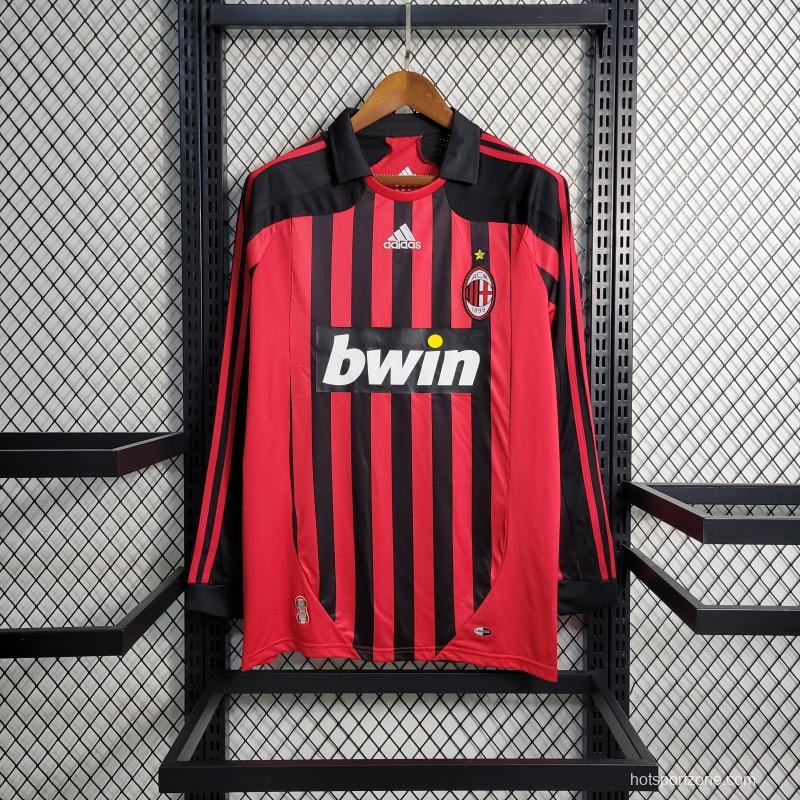 Retro 07-08 AC Milan Home Long Sleeve Jersey