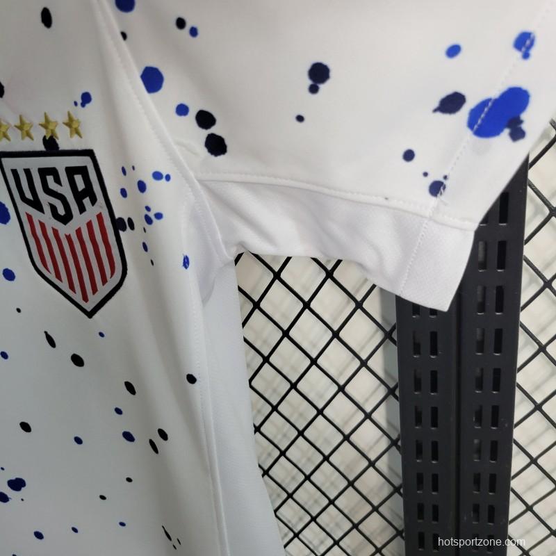 23-24 Women Wear USA Home White Soccer Jersey