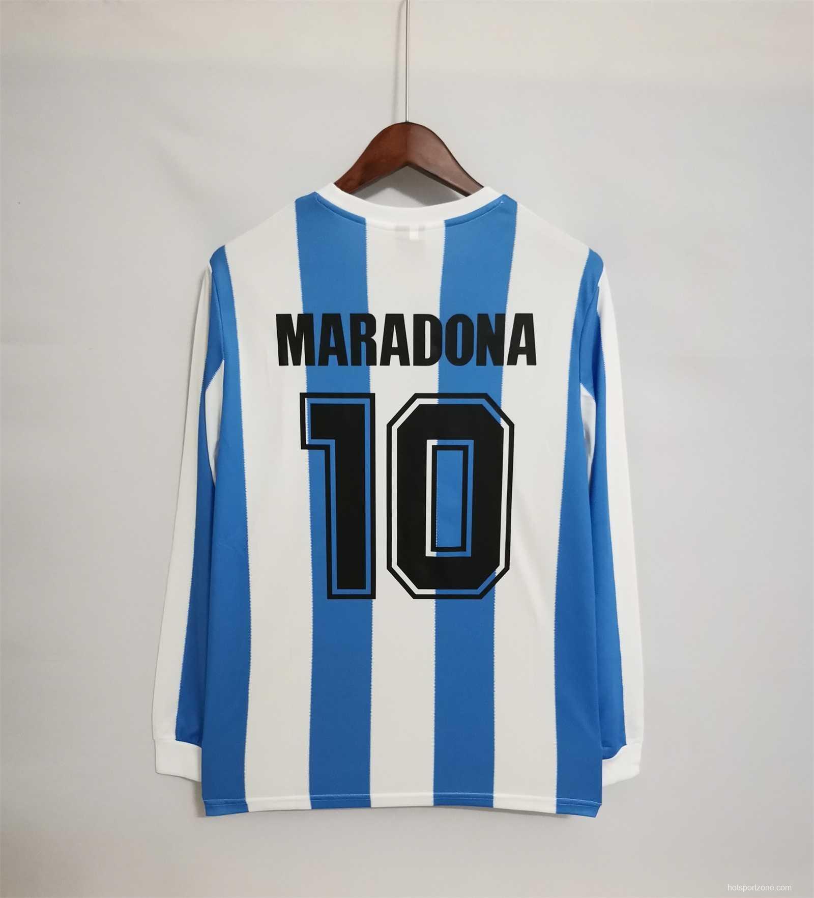 Retro 1986 Argentina Home Long Sleeve Jersey