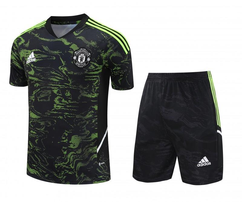 23-24 Manchester United Black Green Short Sleeve+Shorts