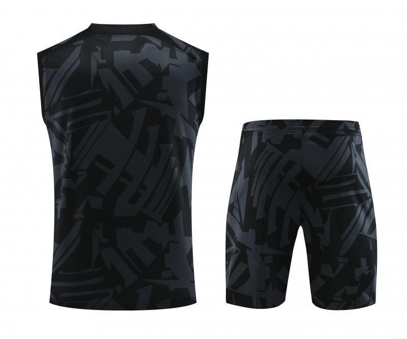 23-24 PSG Black Pattern Vest Jersey+Shorts