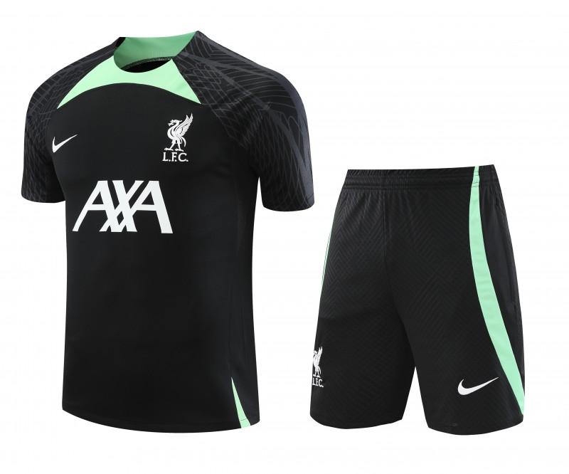 23-24 Liverpool Black Green Short Sleeve+Shorts