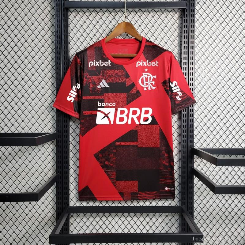 23/24 Flamengo Pre-Match Red Jersey+ All Sponsors
