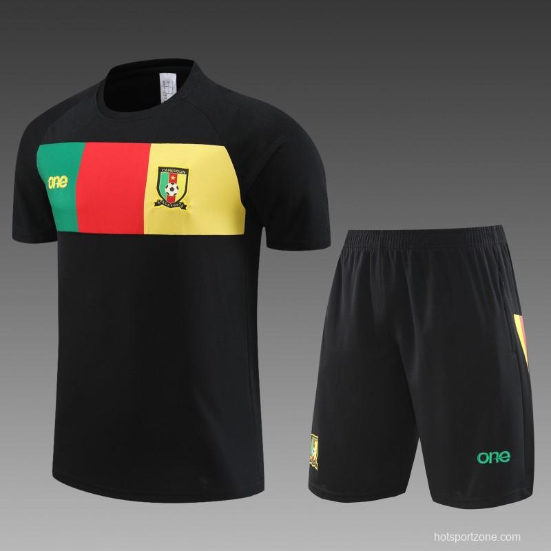 2023 Cameroon Black Short Sleeve+Shorts