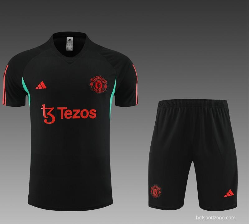23 24 Manchester United Black White Short Sleeve+Shorts