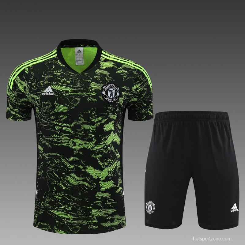 23 24 Manchester United Green Black Short Sleeve+Shorts