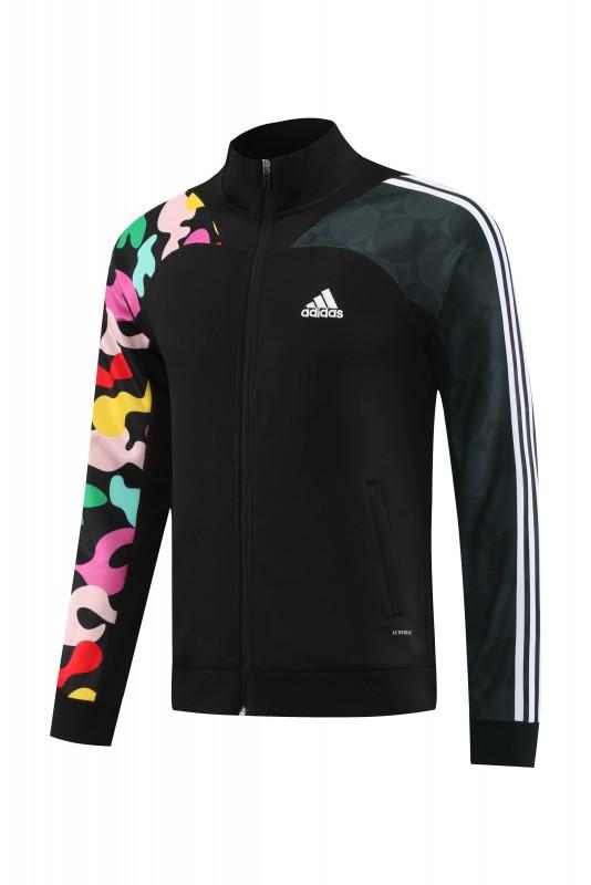 2023 Adidas Black Full Zipper Jacket With Colorful Sleeve+Pants