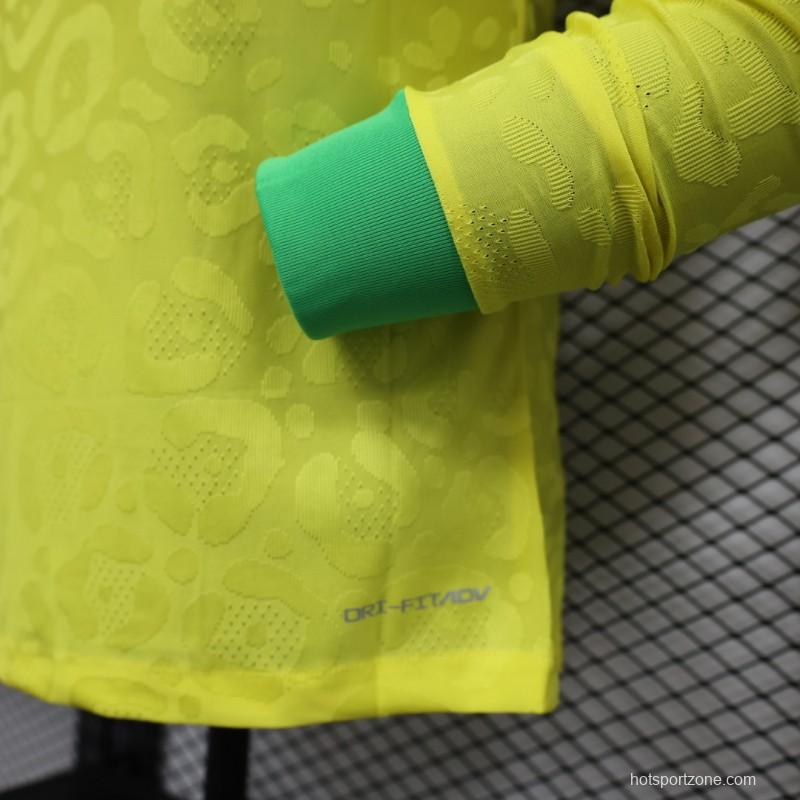 Player Version 2022 Brazil Home Long Sleeve Jersey