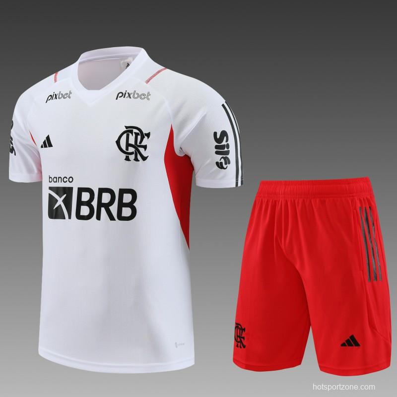 23/24 Flamengo White Short Sleeve Jersey+Shorts