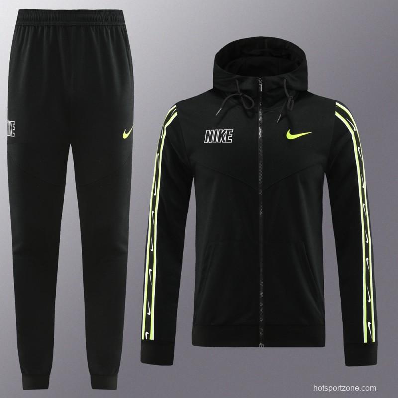 23/24 NIKE Black/Green Full Zipper Hooide Jacket+Pants