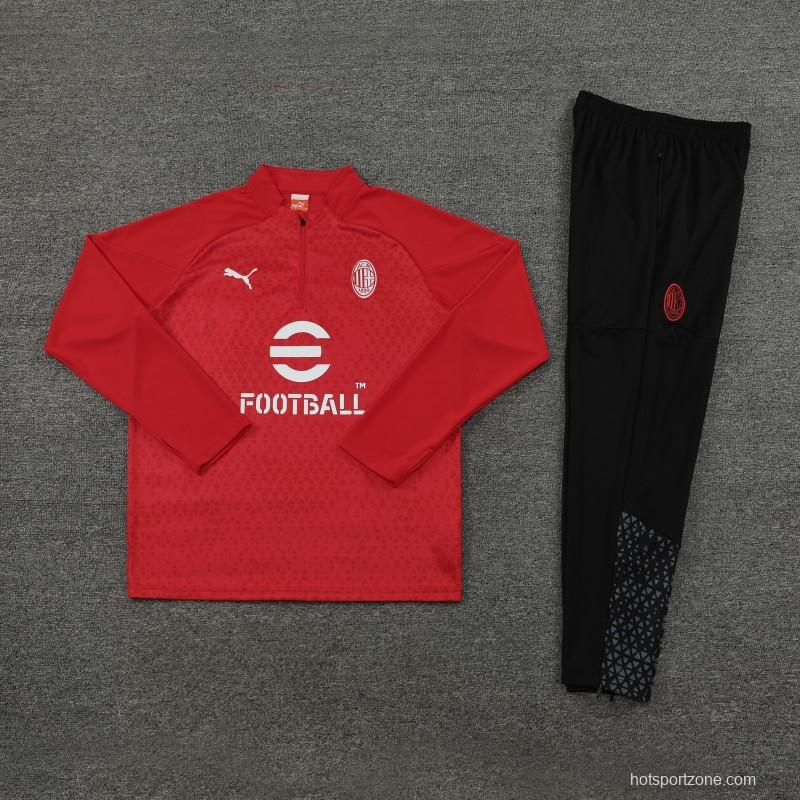 23/24 AC Milan Red Half Zipper Jacket+ Pants
