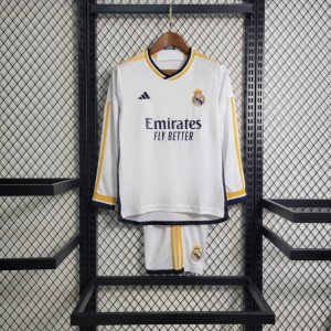 23/24 Kids Real Madrid Home Long Sleeve Jersey