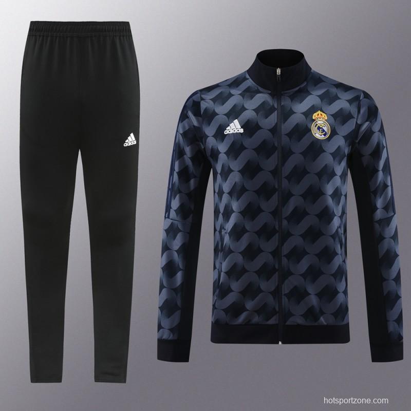 23/24 Real Madrid Black Full Zipper Jacket+Pants