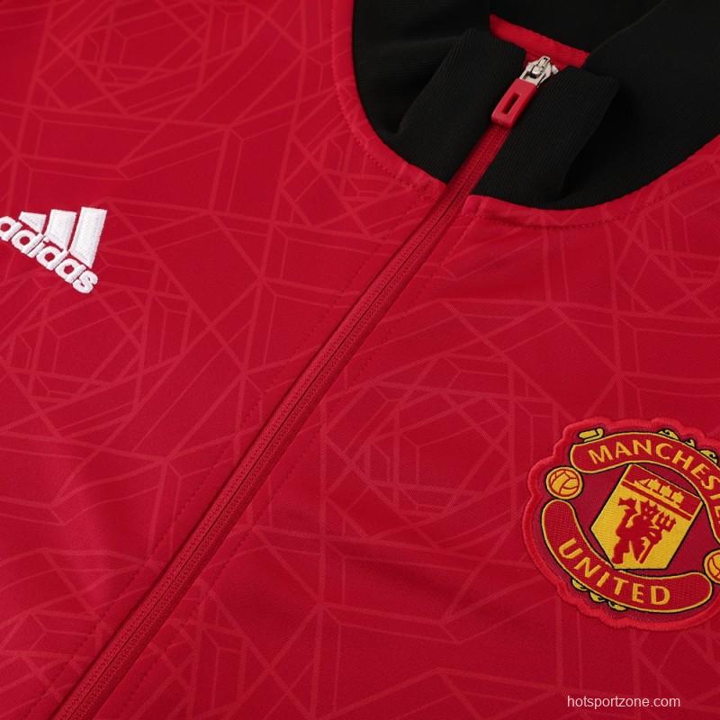 23/24 Manchester United Red Full Zipper Jacket+Pants
