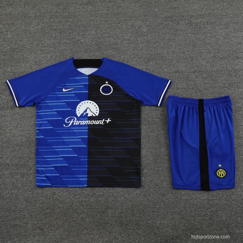 23/24 Inter Milan Blue Training Short Sleeve Jersey+Pants