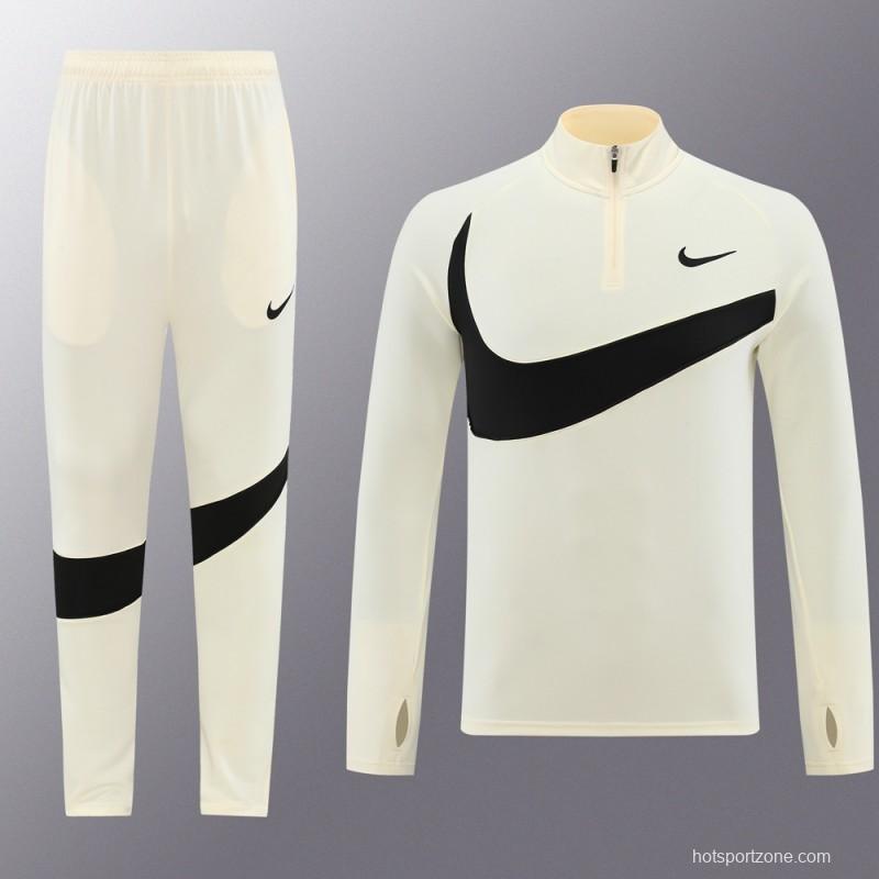 2024 Nike Light Yellow/Black Half Zipper Jacket+Pants