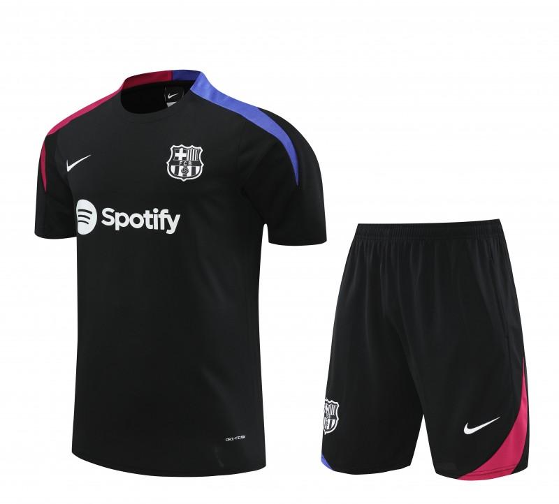 23/24 Barcelona Black Cotton Short Sleeve Jersey+Shorts