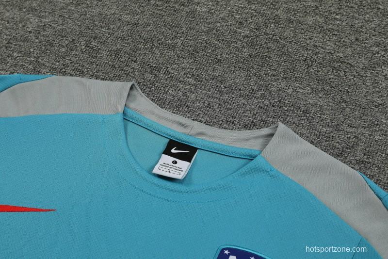 23/24 Atletico Madrid Blue Cotton Short Sleeve Jersey+Shorts