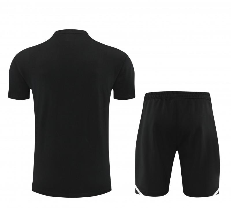 23/24 Juventus Black Cotton Short Sleeve Jersey+Shorts