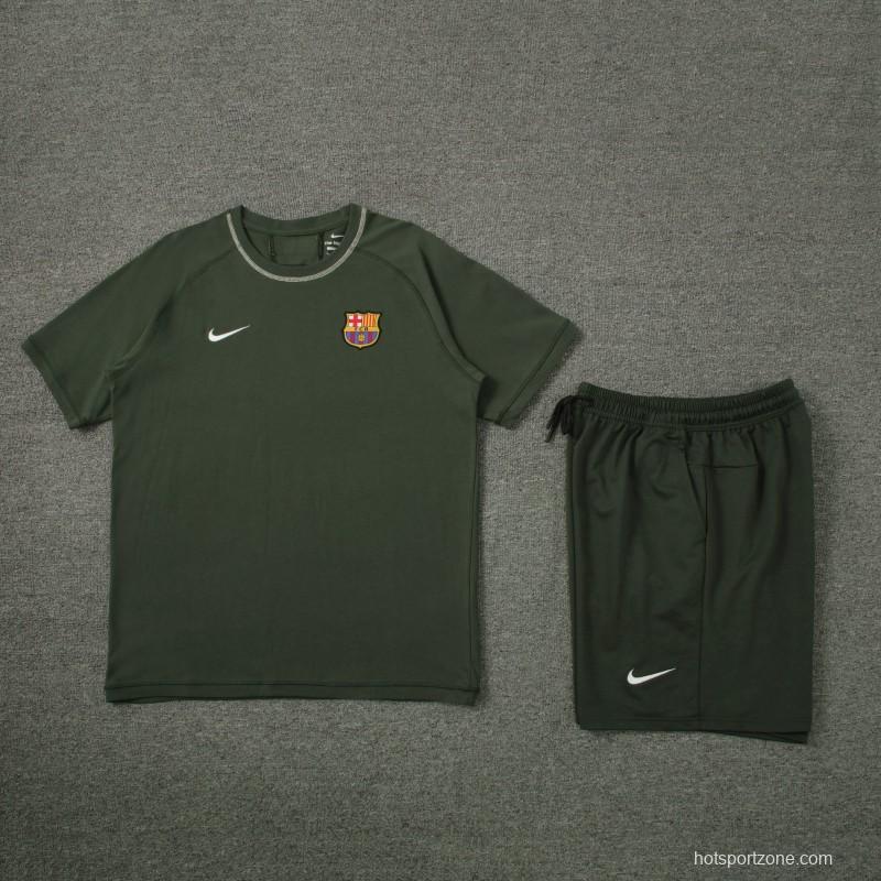 23/24 Barcelona Dark Green Cotton Short Sleeve Jersey+Shorts