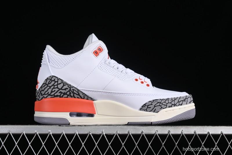 Nike Air Jordan 3 Retro Sneakers in White and Peach Orange - CK9246-121
