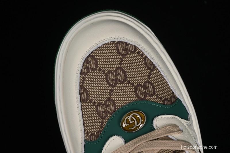Gucci Chunky B Screener GG Casual Sneakers in Beige and Ebony GG Canvas with Leather Trim - 9Y9209666