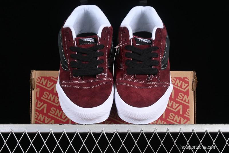 Vans Classics Knu Skool Chunky Tongue Retro Sneakers in Wine Red - VN0009QC02Y