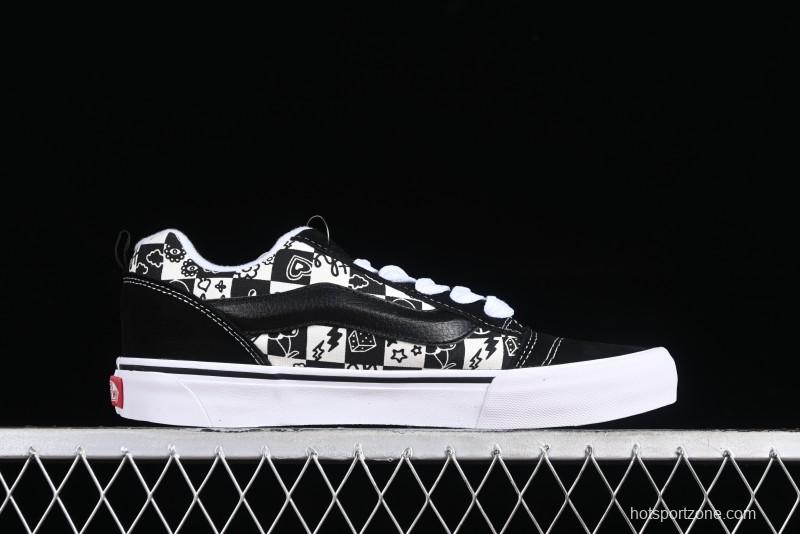 Vans Classics Knu Skool Checkerboard Graffiti Chunky Tongue Skate Shoes - VN0009QC6BT