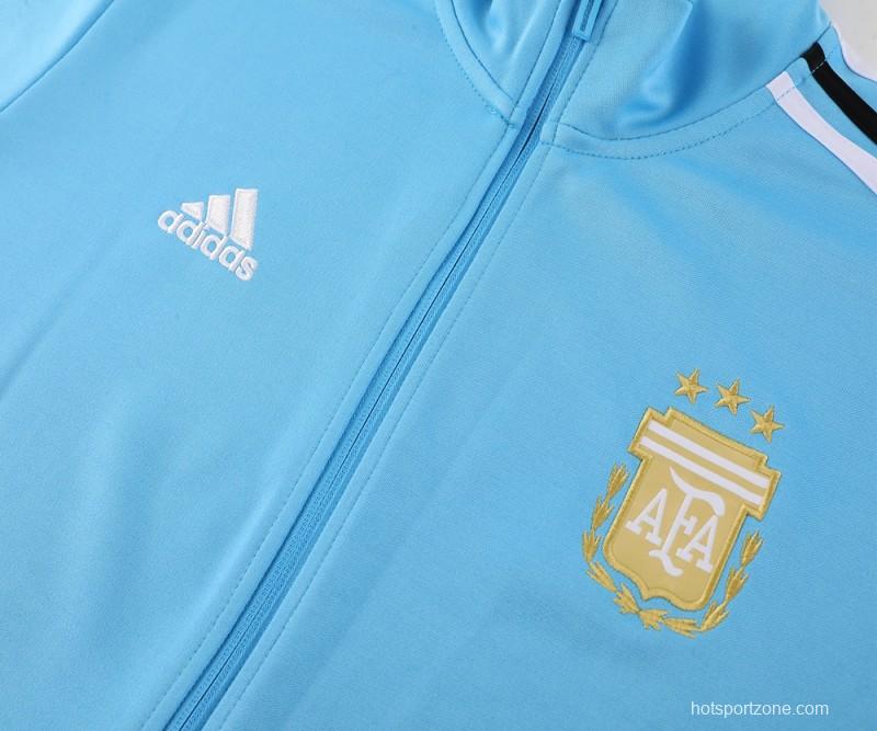 2024 Argentina Blue Full Zipper Jacket +Long Pants