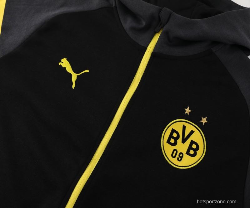 24/25 Borussia Dortmund Black Hoddie Full Zipper Jacket +Long Pants