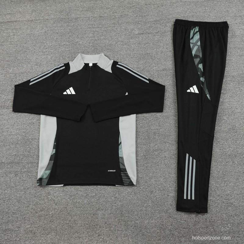 2024 Adidas Black/Grey Half Zipper Jacket +Long Pants