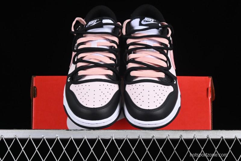 Nike Dunk Low Custom Deconstructed Strap Casual Sneakers in Black Pink - CW1590-100