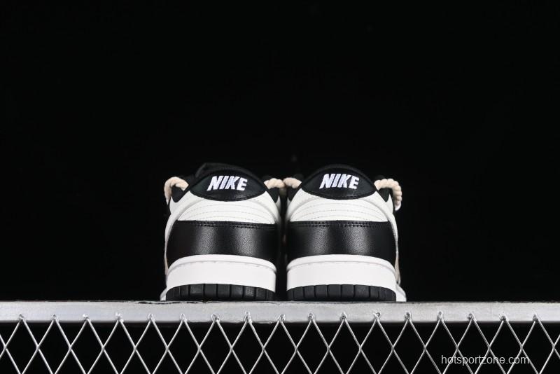 Nike Dunk Low SB Deconstructed Lace-Up Casual Sneakers with Scottish Plaid and Hemp Rope Design - DD1391-100