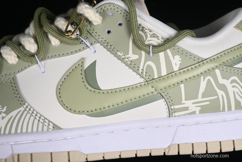 Nike Dunk Low SB Casual Sneakers with Deconstructed Laces and Dragon Well Tea-Inspired Design - DV0831-003