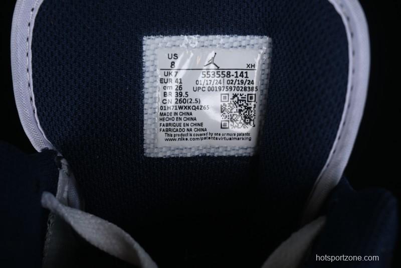 Nike Air Jordan 1 Low AJ1 White Blue Grey Low Top Lifestyle Basketball Shoes - 553558-141